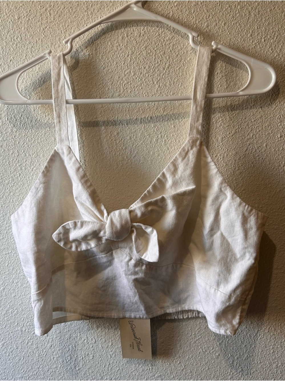 White Linen Blend Crop Top